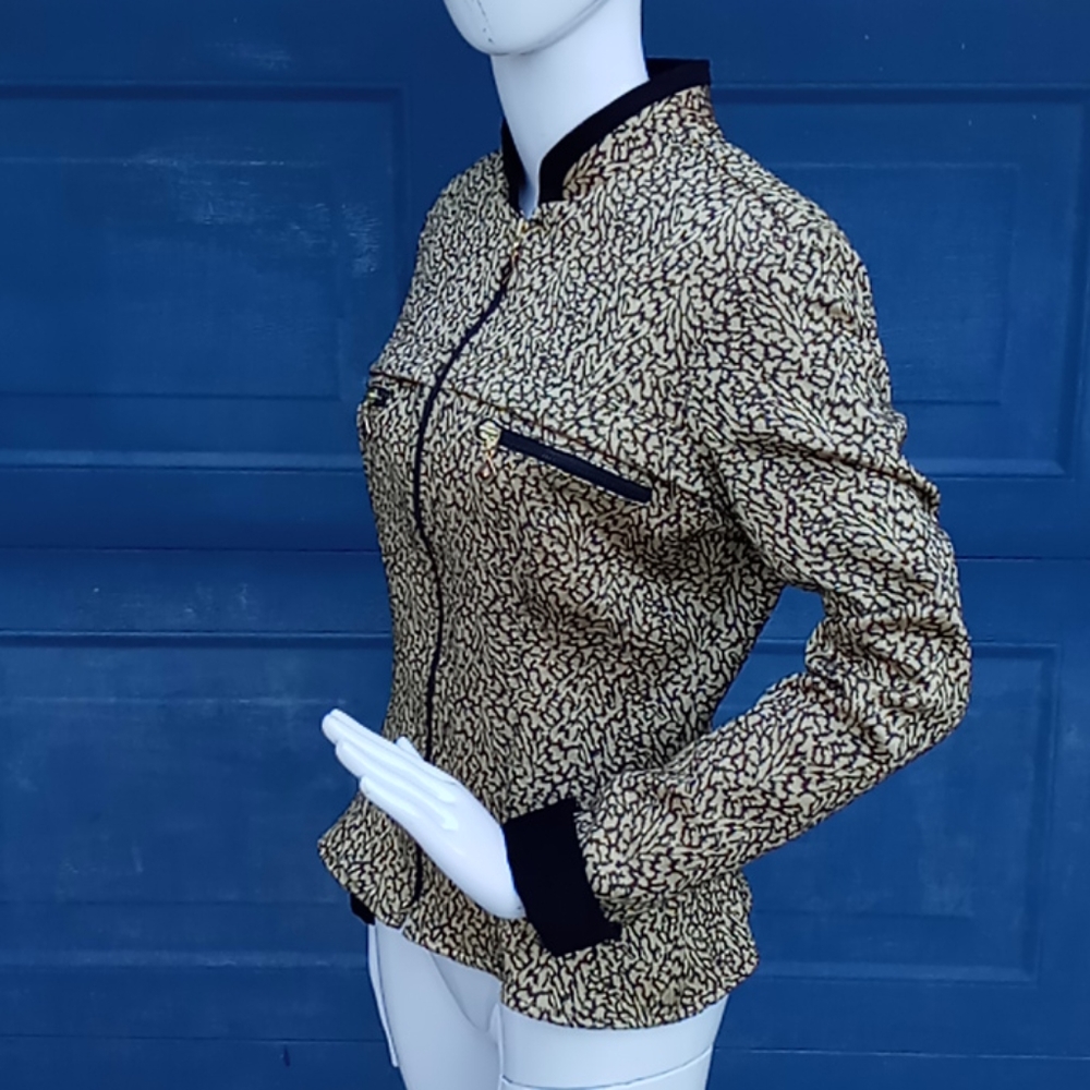Mesmerize Metallic Gold Zip Up Jacket w/Black Trim
